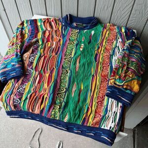 VTG Coogi Mercerised Cotton 3D Knit Sweater M Australia Multicolor